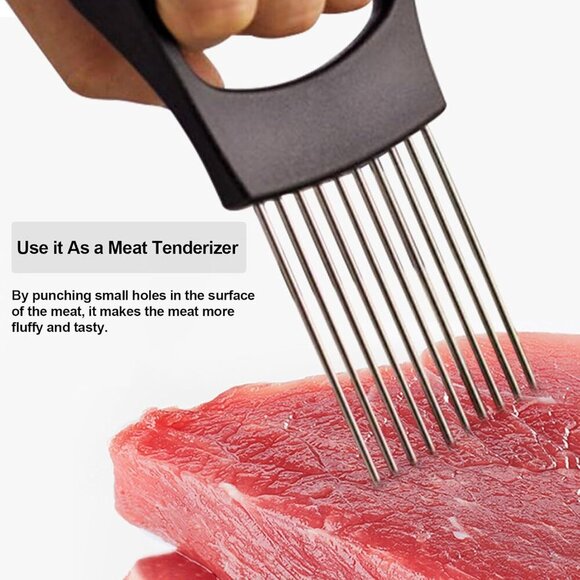 Onion Holder for Slicing, Onion Cutter Vegetable Chopper, Stainless Steel Tomato - Picture 5 of 6